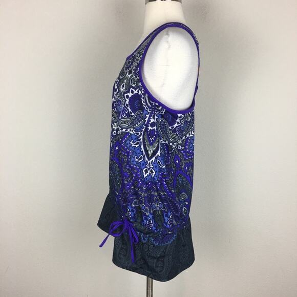 Athleta Purple Paisley Athletic Top Large - Picture 2 of 7